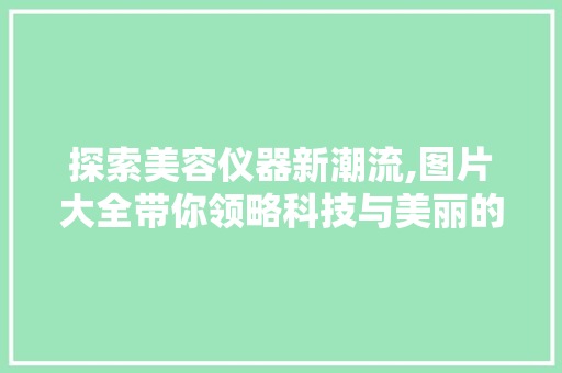 探索美容仪器新潮流,图片大全带你领略科技与美丽的完美融合