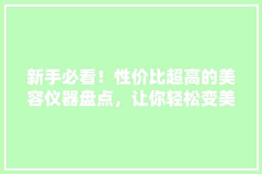新手必看！性价比超高的美容仪器盘点，让你轻松变美 饮食大全