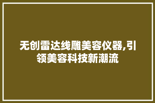 无创雷达线雕美容仪器,引领美容科技新潮流