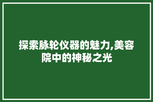 探索脉轮仪器的魅力,美容院中的神秘之光