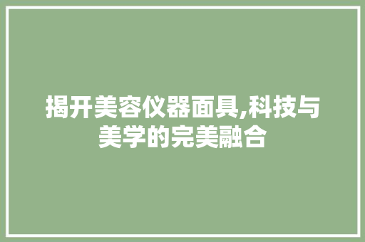 揭开美容仪器面具,科技与美学的完美融合