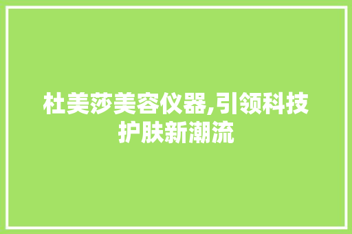 杜美莎美容仪器,引领科技护肤新潮流