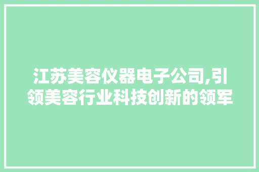 江苏美容仪器电子公司,引领美容行业科技创新的领军企业 母婴育儿
