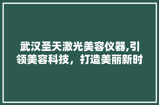 武汉圣天激光美容仪器,引领美容科技，打造美丽新时代
