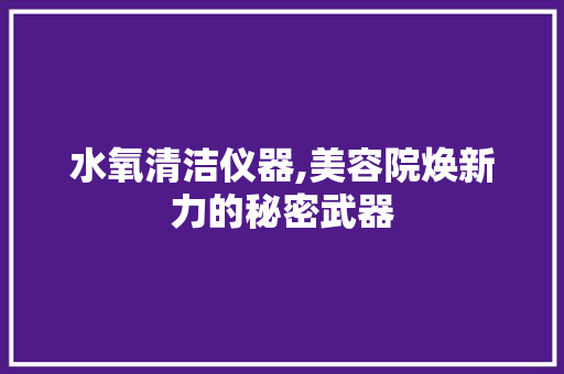 水氧清洁仪器,美容院焕新力的秘密武器 母婴育儿