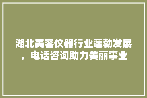 湖北美容仪器行业蓬勃发展，电话咨询助力美丽事业 饮食大全