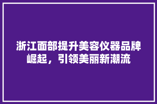 浙江面部提升美容仪器品牌崛起，引领美丽新潮流 婚姻情感