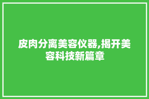 皮肉分离美容仪器,揭开美容科技新篇章 综合便民