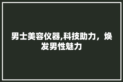 男士美容仪器,科技助力，焕发男性魅力