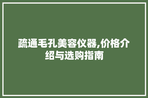 疏通毛孔美容仪器,价格介绍与选购指南 美体修身