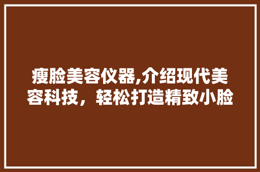 瘦脸美容仪器,介绍现代美容科技，轻松打造精致小脸 美体修身