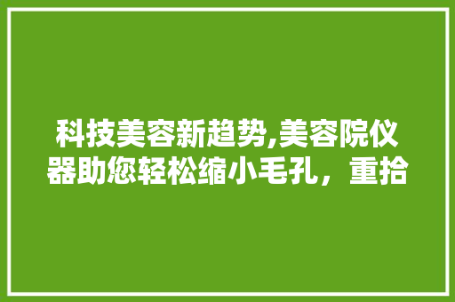 科技美容新趋势,美容院仪器助您轻松缩小毛孔，重拾细腻肌肤 母婴育儿