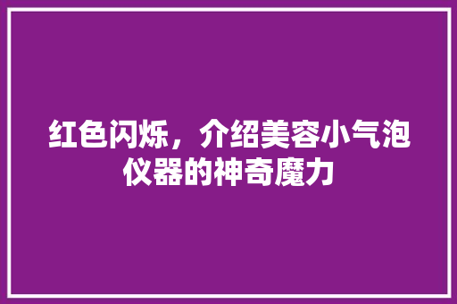 红色闪烁，介绍美容小气泡仪器的神奇魔力