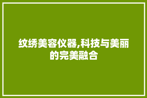 纹绣美容仪器,科技与美丽的完美融合 饮食大全
