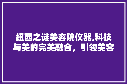 纽西之谜美容院仪器,科技与美的完美融合，引领美容行业新潮流