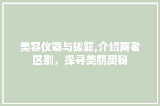 美容仪器与拨筋,介绍两者区别，探寻美丽奥秘