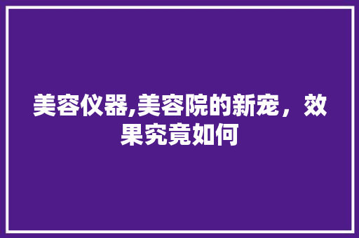 美容仪器,美容院的新宠，效果究竟如何