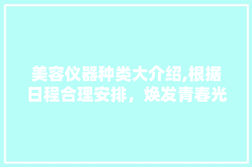 美容仪器种类大介绍,根据日程合理安排，焕发青春光彩 母婴育儿