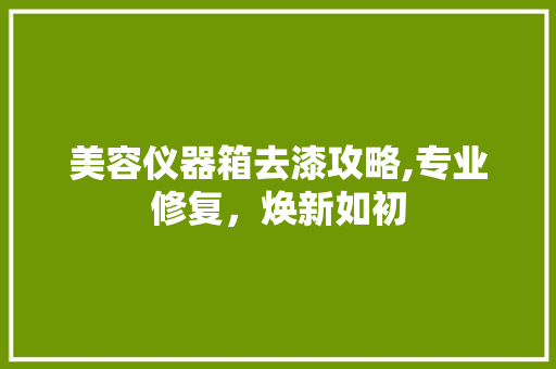 美容仪器箱去漆攻略,专业修复，焕新如初 饮食大全