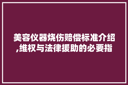 美容仪器烧伤赔偿标准介绍,维权与法律援助的必要指南