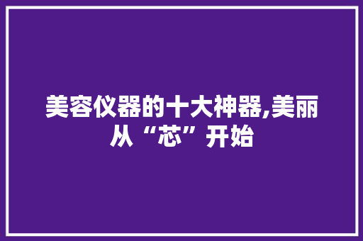美容仪器的十大神器,美丽从“芯”开始 美体修身