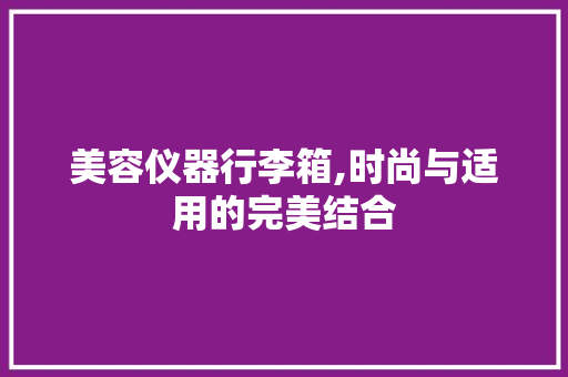 美容仪器行李箱,时尚与适用的完美结合 母婴育儿