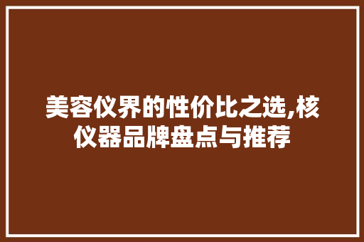 美容仪界的性价比之选,核仪器品牌盘点与推荐
