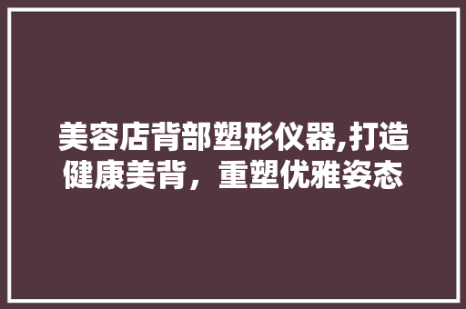 美容店背部塑形仪器,打造健康美背，重塑优雅姿态 美体修身