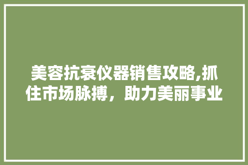 美容抗衰仪器销售攻略,抓住市场脉搏，助力美丽事业 美体修身