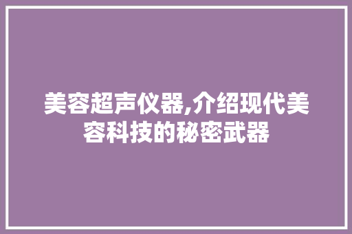 美容超声仪器,介绍现代美容科技的秘密武器