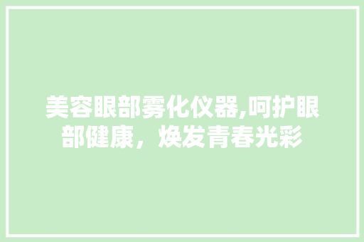美容眼部雾化仪器,呵护眼部健康，焕发青春光彩