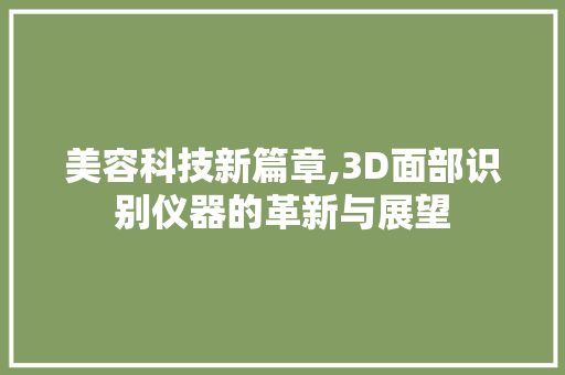 美容科技新篇章,3D面部识别仪器的革新与展望
