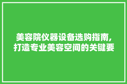 美容院仪器设备选购指南,打造专业美容空间的关键要素