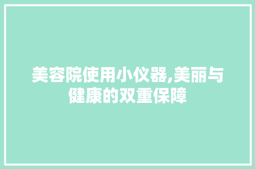 美容院使用小仪器,美丽与健康的双重保障