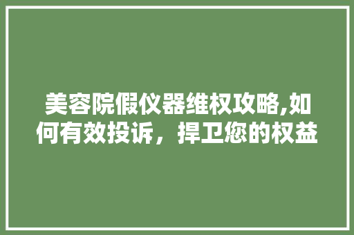 美容院假仪器维权攻略,如何有效投诉，捍卫您的权益 综合便民