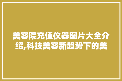 美容院充值仪器图片大全介绍,科技美容新趋势下的美丽革命 美体修身