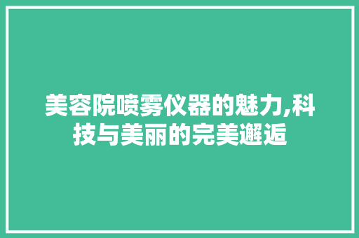 美容院喷雾仪器的魅力,科技与美丽的完美邂逅