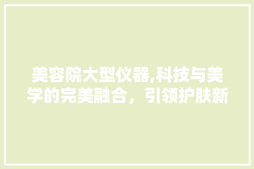 美容院大型仪器,科技与美学的完美融合，引领护肤新潮流 饮食大全