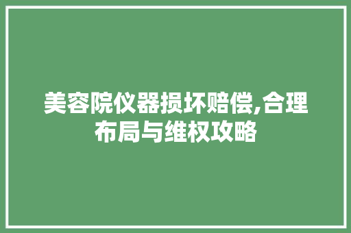 美容院仪器损坏赔偿,合理布局与维权攻略