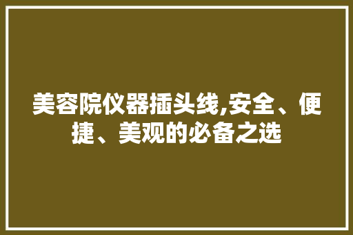 美容院仪器插头线,安全、便捷、美观的必备之选