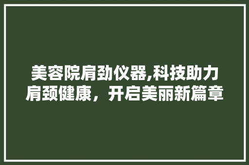 美容院肩劲仪器,科技助力肩颈健康,开启美丽新篇章 母婴育儿 美容院肩劲仪器,科技助力肩颈健康,开启美丽新篇章 母婴育儿