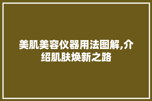 美肌美容仪器用法图解,介绍肌肤焕新之路 饮食大全