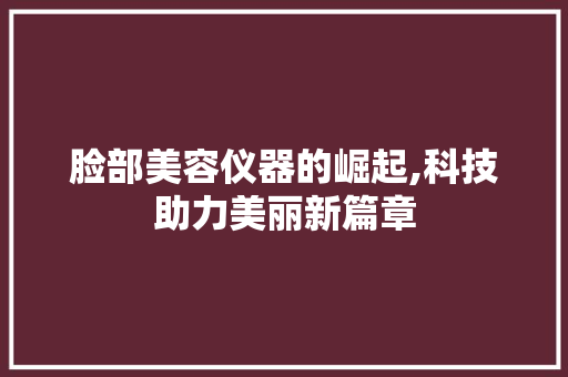 脸部美容仪器的崛起,科技助力美丽新篇章 饮食大全