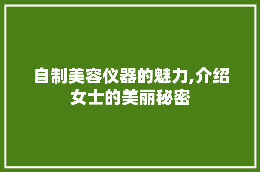 自制美容仪器的魅力,介绍女士的美丽秘密