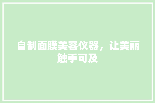自制面膜美容仪器，让美丽触手可及