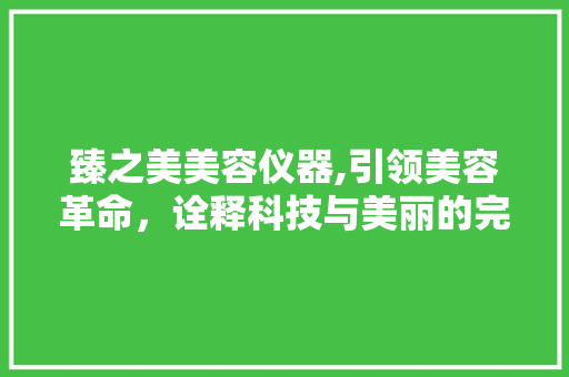 臻之美美容仪器,引领美容革命，诠释科技与美丽的完美融合
