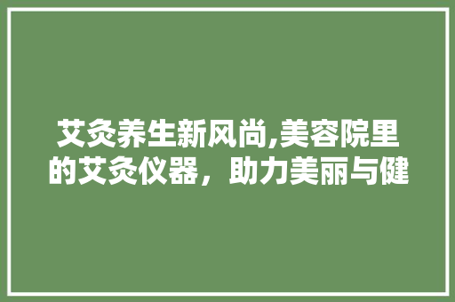 艾灸养生新风尚,美容院里的艾灸仪器，助力美丽与健康同行 婚姻情感