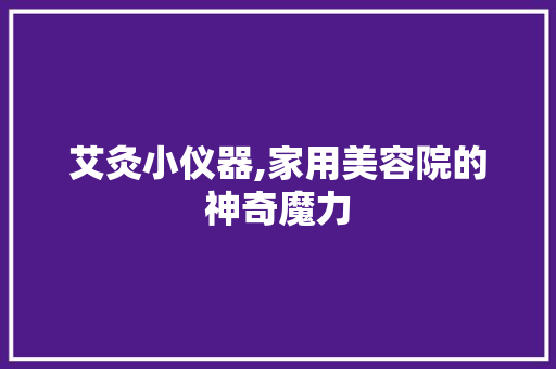 艾灸小仪器,家用美容院的神奇魔力 美体修身