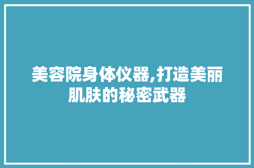 美容院身体仪器,打造美丽肌肤的秘密武器 美体修身