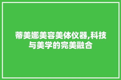蒂美娜美容美体仪器,科技与美学的完美融合